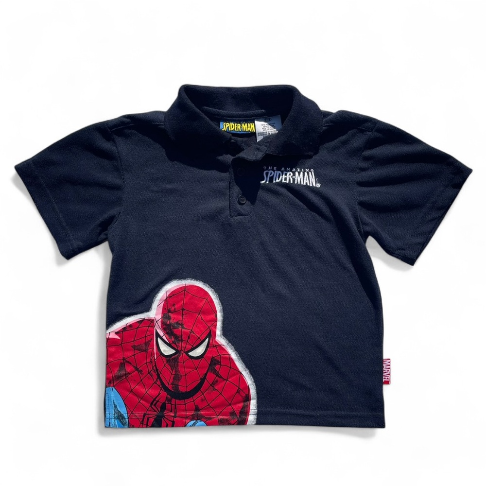 Y2K The Amazing Spider-Man Navy Blue Polo Shirt 2007 - Size 4T